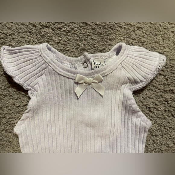 Nicole Miller Cream Ribbed Kids Bodysuit - Picture 2 of 4